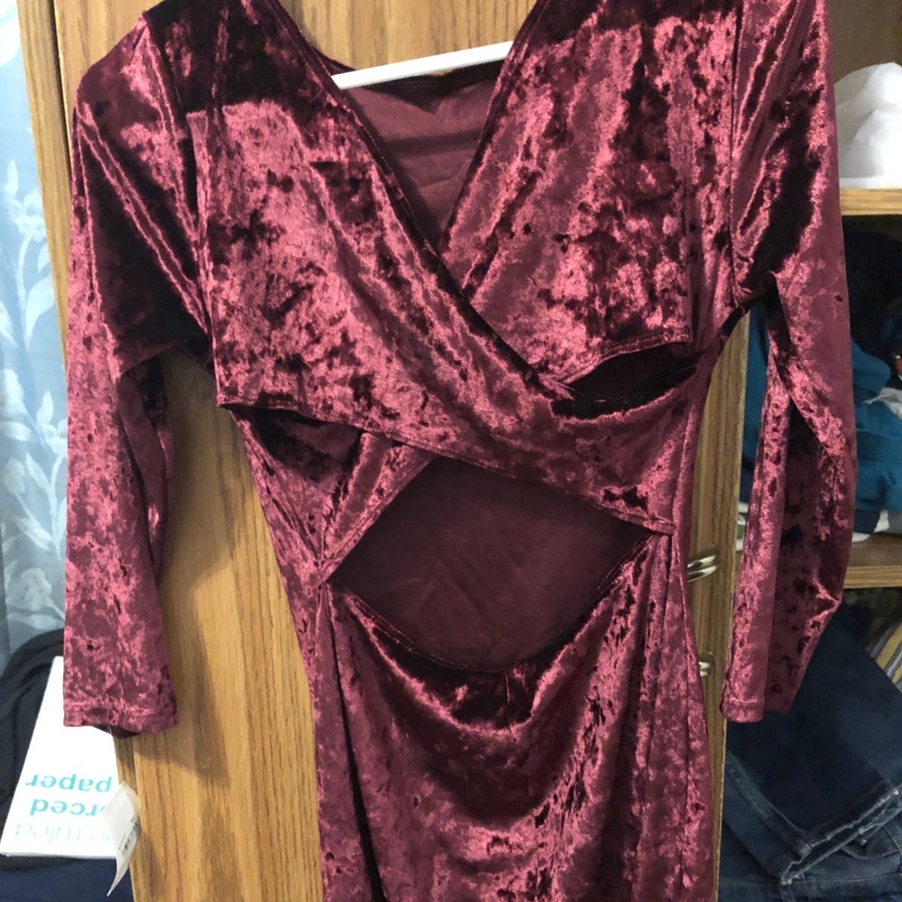 Maroon Velvet Dress